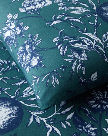 Ruby Garden Flanel Tek Kişilik Nevresim Takımı 160x220 cm Koyu Yeşil