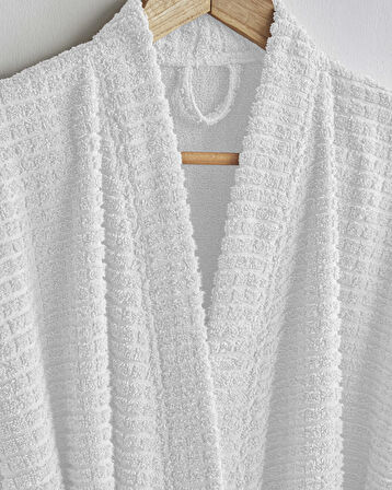 Chequer Pamuk Bornoz L-XL Beyaz