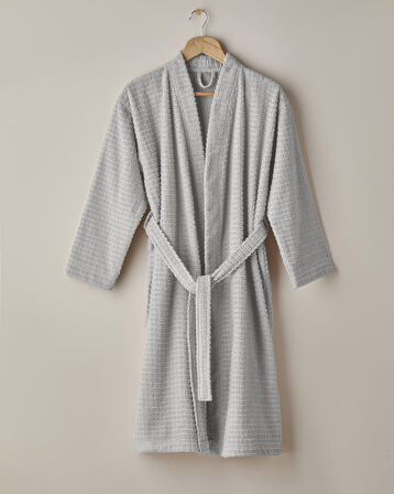Chequer Pamuk Bornoz L-XL Gri
