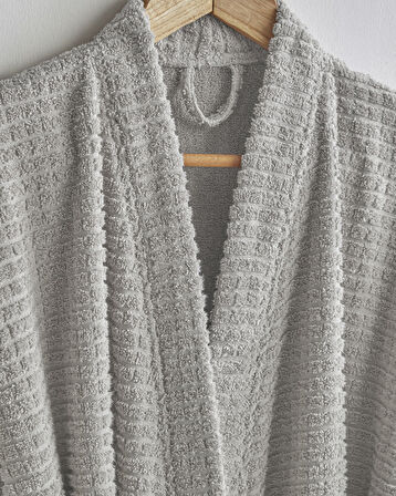 Chequer Pamuk Bornoz L-XL Gri