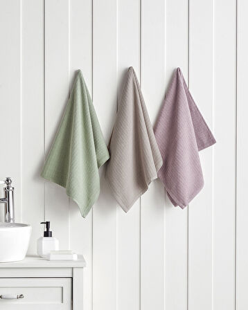 Stripe Pamuk Yüz Havlusu 50x70 cm Gül Kurusu