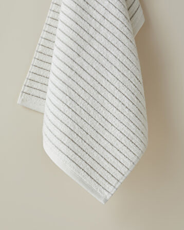 Soft Stripe Pamuk Yüz Havlusu 50x80 cm Fildişi