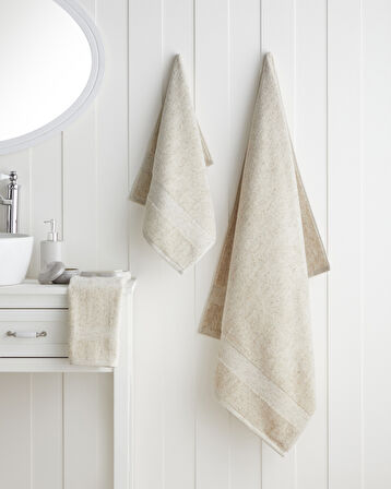 Melange Pamuk Yüz Havlusu 50x80 cm Bej Melanj