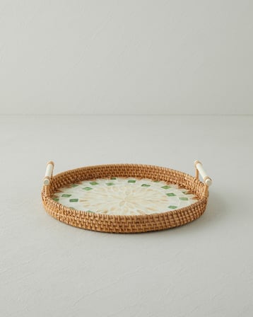 Celina Rattan Tepsi 28 cm Kahverengi