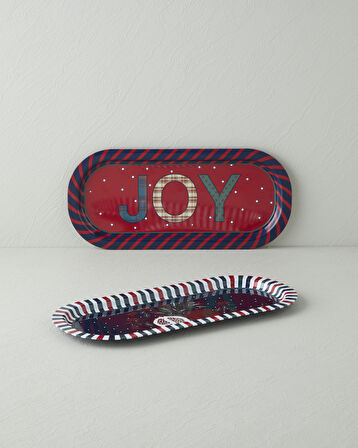 Jolly Metal Tepsi 16x35 cm Kırmızı - Lacivert