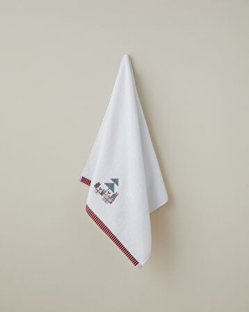 Twinkle Tree Pamuk Nakışlı Yüz Havlusu 50x80 cm Beyaz