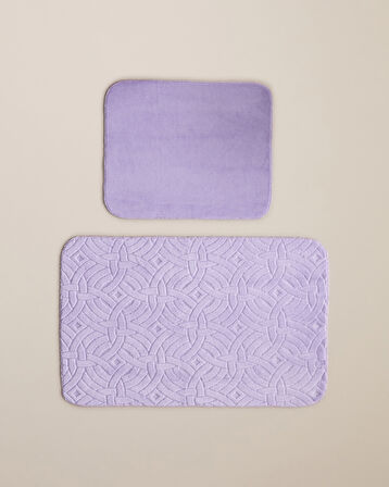 Wavelet Banyo Paspası Seti 60x100 cm + 50x60 cm Mor