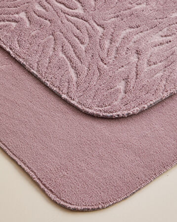 Strala Banyo Paspası Seti 60x80 cm + 40x60 cm Gül Kurusu