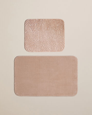 Strala Banyo Paspası Seti 60x100 cm + 50x60 cm Koyu Bej