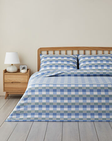Cuby Kolay Ütülenir Çift Kişilik Nevresim Seti 200x220 cm Seledon - Mavi