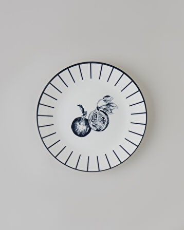 Pomara Porselen Kahvaltı ve Sunum Seti 18 Parça 6 Kişilik Lacivert-Beyaz