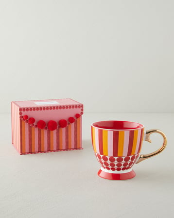 Bright Vionna New Bone China Kupa 460 ml Pembe-Kırmızı-Turuncu