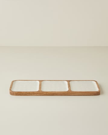 Perla Mango 3 Bölmeli Sunumluk 42x14x2 cm Krem