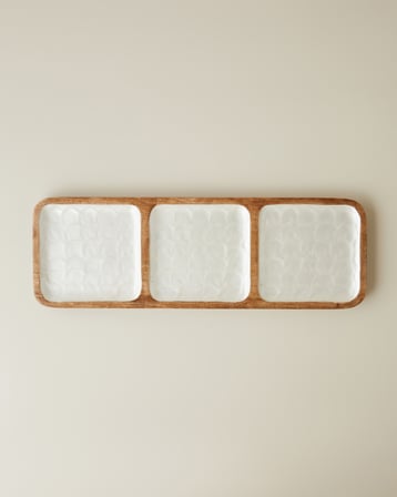 Perla Mango 3 Bölmeli Sunumluk 42x14x2 cm Krem