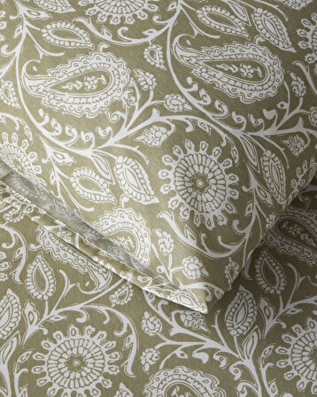 Ethnic Charm Kolay Ütülenir Tek Kişilik Nevresim Takımı 160x220 cm Yağ Yeşili