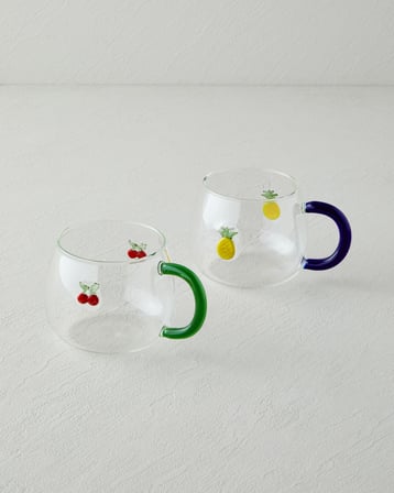 Cherry Borosilikat Cam Kupa 400 ml Kırmızı - Yeşil