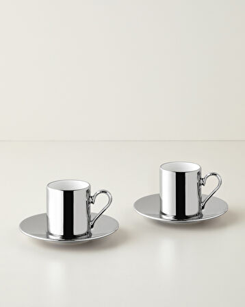 Orvin Porselen 4 Parça 2 Kişilik Kahve Fincan Takımı 90 ml Gümüş