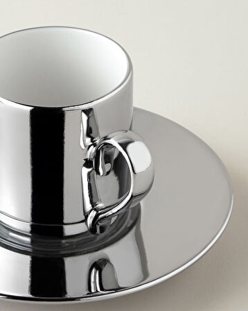 Orvin Porselen 4 Parça 2 Kişilik Kahve Fincan Takımı 90 ml Gümüş