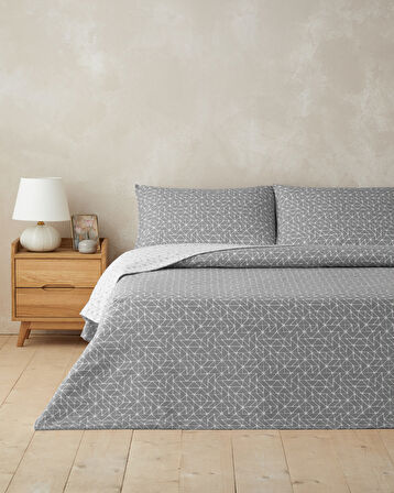 Trio Shape Kolay Ütülenir Tek Kişilik Nevresim Takımı 160x220 cm Gri