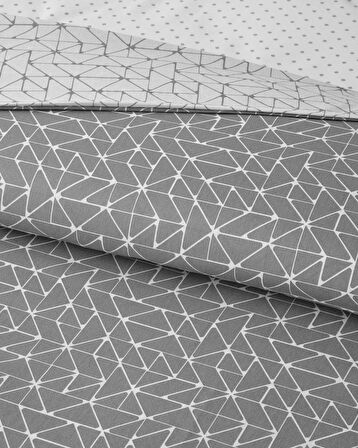 Trio Shape Kolay Ütülenir Çift Kişilik Nevresim Takımı 200x220 cm Gri