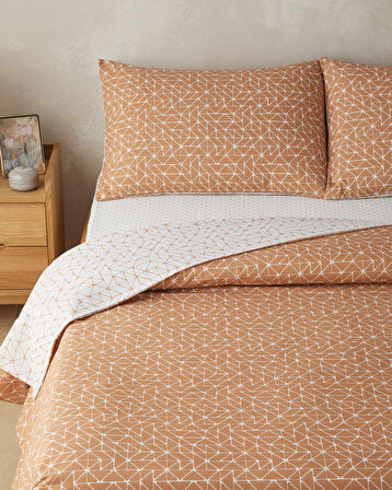 Trio Shape Kolay Ütülenir Çift Kişilik Nevresim Takımı 200x220 cm Turuncu