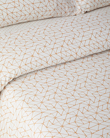 Trio Shape Kolay Ütülenir Çift Kişilik Nevresim Takımı 200x220 cm Turuncu