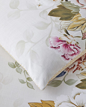 Bloomora Dijital Baskılı Kolay Ütülenir  Çift Kişilik Nevresim Takımı 200x220 cm Bej-Sarı