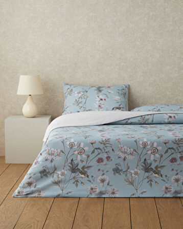 Whispers Dijital Baskılı Kolay Ütülenir  Çift Kişilik Nevresim Takımı 200x220 cm Seledon