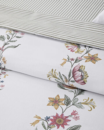 Fioreline Dijital Baskılı Kolay Ütülenir  Çift Kişilik Nevresim Takımı 200x220 cm Yeşil-Sarı