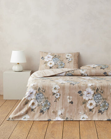 Rose Bright Dijital Baskılı Kolay Ütülenir  Çift Kişilik Nevresim Takımı 200x220 cm Kahverengi