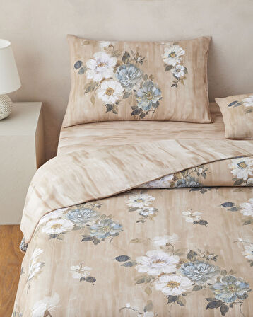 Rose Bright Dijital Baskılı Kolay Ütülenir  Çift Kişilik Nevresim Takımı 200x220 cm Kahverengi