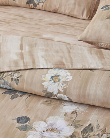 Rose Bright Dijital Baskılı Kolay Ütülenir  Çift Kişilik Nevresim Takımı 200x220 cm Kahverengi