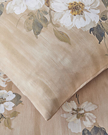 Rose Bright Dijital Baskılı Kolay Ütülenir  Çift Kişilik Nevresim Takımı 200x220 cm Kahverengi