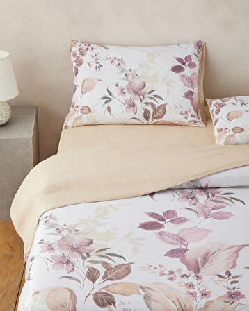 Bright Garden Dijital Baskılı Kolay Ütülenir  Çift Kişilik Nevresim Takımı 200x220 cm Pembe - Sarı