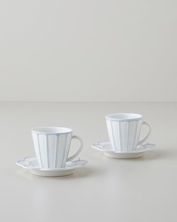 Soft Cloud Stoneware 4 Parça 2 Kişilik Kahve Fincan Takımı 70 ml Açık Mavi
