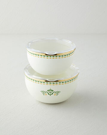 Botanic Garden Emaye 2'li Saklama Kabı 0,75 x 1,20 L Yeşil