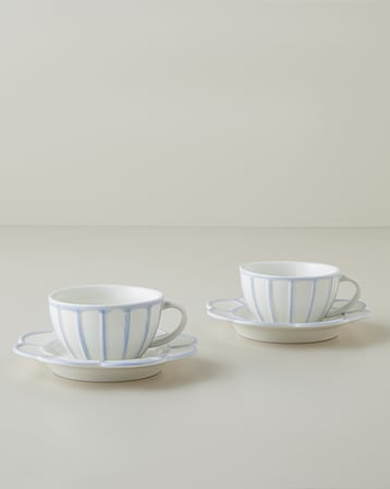Soft Cloud Stoneware 4 Parça 2 Kişilik Çay Fincanı Takımı 150 ml Açık Mavi