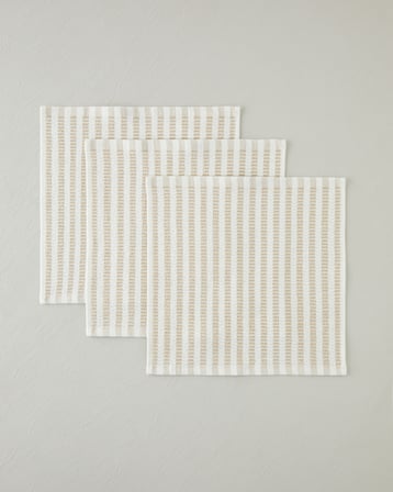 Pure Plaid Pamuklu 3'lü Kurulama Bezi 30x30 cm Bej