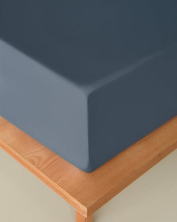 Novella Premium Soft Cotton Çift Kişilik Lastikli Çarşaf 160x200 cm Denim Mavi