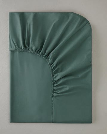 Novella Premium Pamuklu Tek Kişilik Lastikli Çarşaf 100x200 cm Koyu Seledon