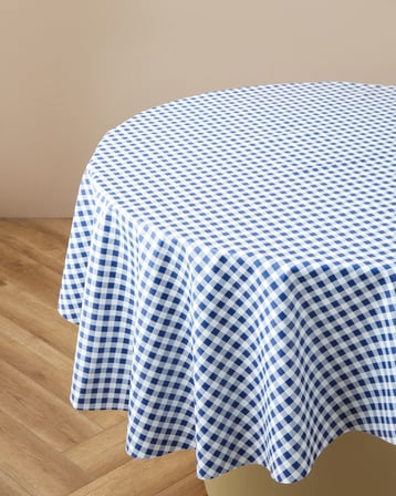 Gridlane Yuvarlak Masa Örtüsü 140 cm Mavi
