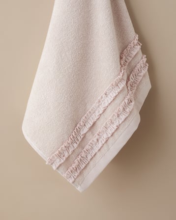 Soft Ruffle %100 Pamuk Yüz Havlusu 50x80 cm Pudra