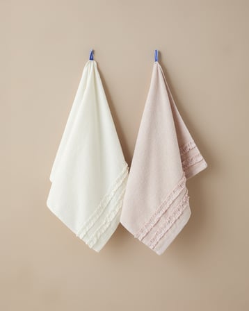 Soft Ruffle %100 Pamuk Yüz Havlusu 50x80 cm Pudra