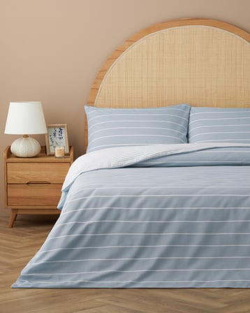 Timeless Line Kolay Ütülenir Çarşaflı Çift Kişilik Nevresim Takımı 200x220 cm Açık Mavi