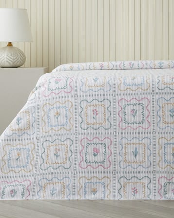 Gentle Florals Çift Kişilik Pike 200x220 cm Yeşil