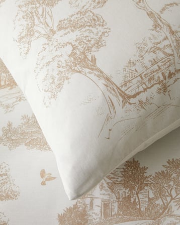 Garden Toile Pamuk Çift Kişilik Nevresim Takımı 200x220 cm Bej