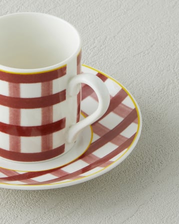 Almeda New Bone China 4 Parça 2 Kişilik Kahve Fincan Takımı 80 ml Bordo