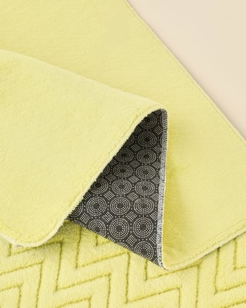 Zigzag Line Kaydırmaz Taban Banyo Paspası Seti 60x80 cm + 40x60 cm Limon Yeşili