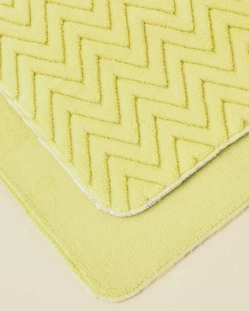 Zigzag Line Kaydırmaz Taban Banyo Paspası Seti 60x80 cm + 40x60 cm Limon Yeşili