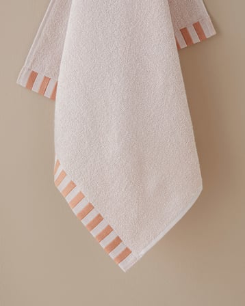 Stripe Edge Pamuk Yüz Havlusu 50x80 cm Pudra